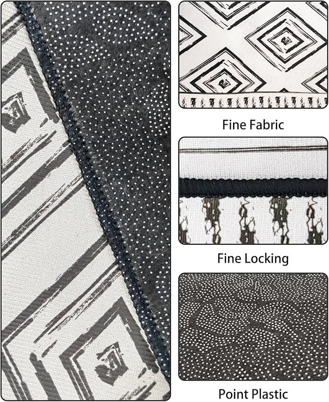 BNOSDM 79"" X 55"" Washable Bunny Cage Liners Large Rug for Rabbits Large Non Slip Pad for Bunnies Resuable Rabbit Liner for Chinchillas Cats Guinea Pigs Ferrets Dogs, Black+grey