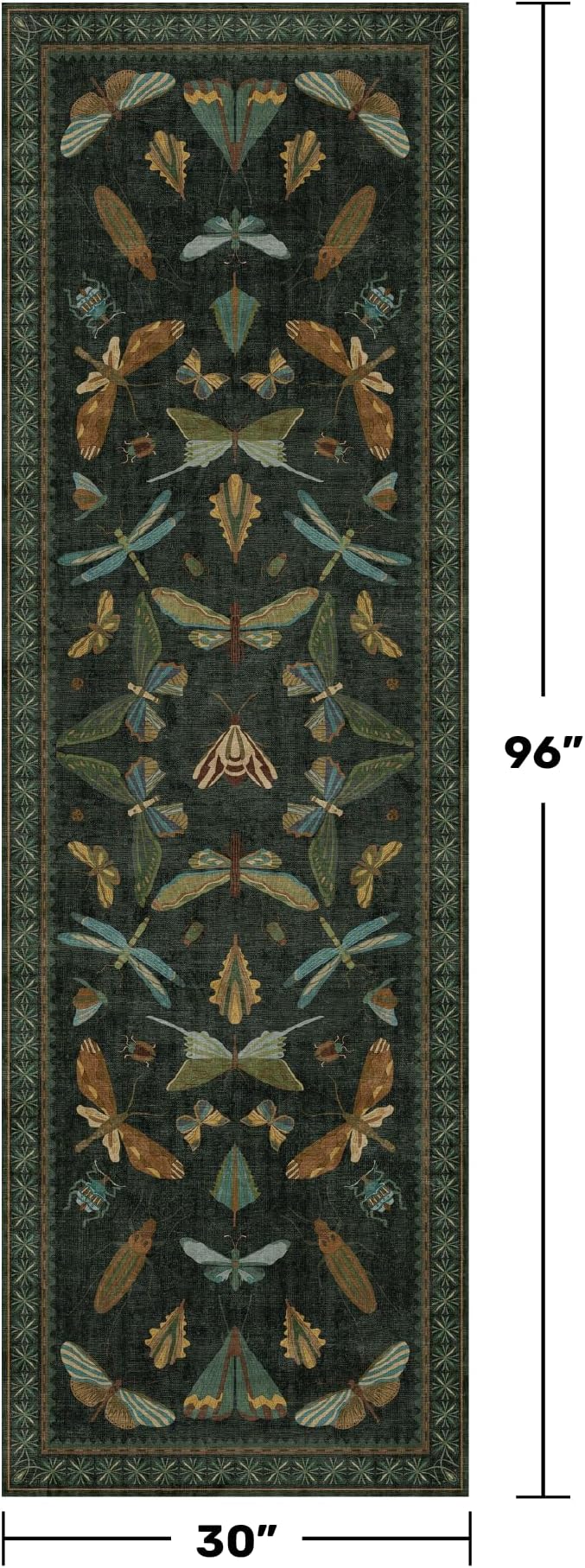 8 ft Long Hallway Runner Rug - Boho Green Rug for Kitchen Floor, Entrance Indoor, Washable Wide Runner Non Slip, Dark Green 2'6''x8'