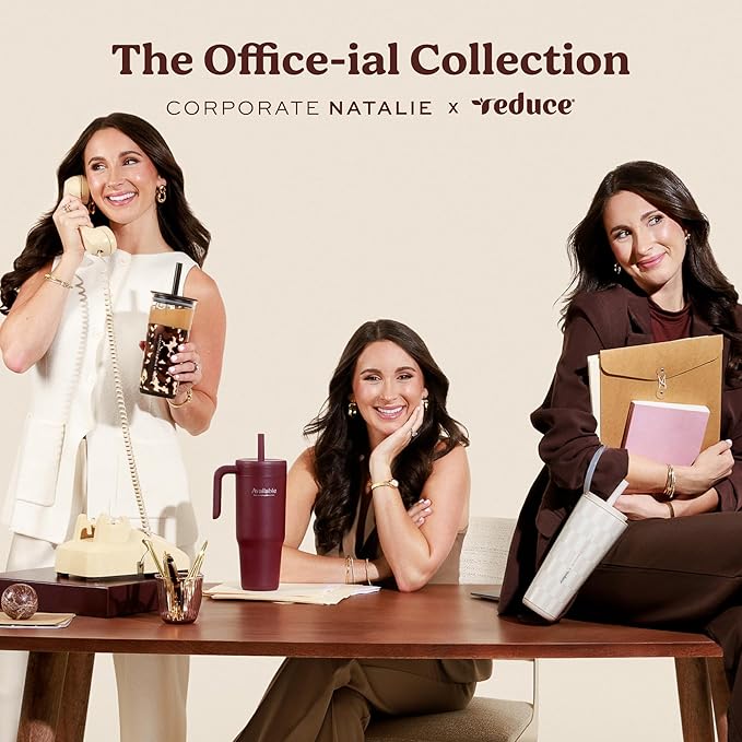 REDUCE Aspen 20 oz Vacuum Insulated Glass Tumbler with Lid & Extra Wide Straw - Keeps Drinks Cold for 12 Hrs - Ideal for Iced Coffee, Smoothies & Boba - Dishwasher Safe, Soft Base - Blonde Tortoise