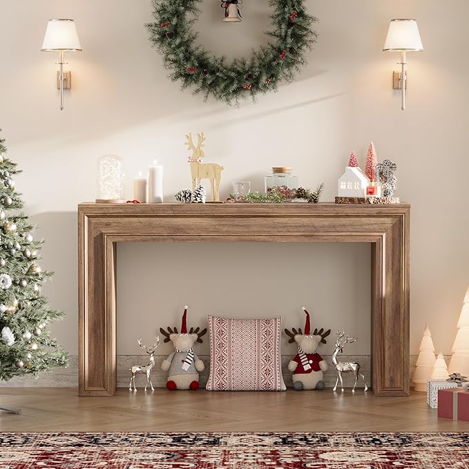 Rresyet 55 Inch Long Console Table, Sofa Table Behind Sofa, Wooden Entryway Table, Farmhouse Entryway Table for Entry, Hallway, Living Room (Wood)