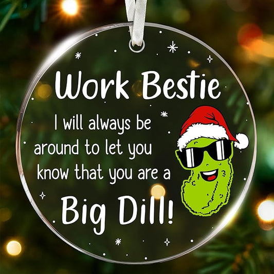 Work Bestie Ornament - Delightful Pickle Ornaments for Christmas Tree, Ideal Funny Work Ornaments for Coworkers, Unique Christmas Pickle Ornament, Perfect for Co-Worker 2025