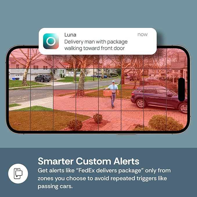 Luna 2K AI Wired Cameras for Home Security Outdoor/Indoor, Wi-Fi 6, Smart Motion Alerts, Color Night Vision, Spotlight/Siren, Magnetic Mount, Cloud & CVR Storage, 2-Way Audio (2-Pack, Black)