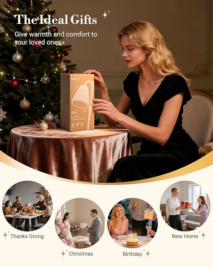 Marycele Candle Warmer Lamps 2 Pack, Electric Wax Warmer Lamp with Timer for Jar Candles, Aesthetic Home Decor, Housewarming Gifts for Women, Adjustable Height Clear