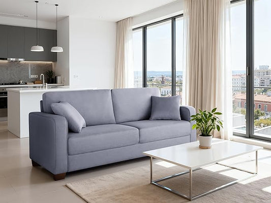 VANOMi Loveseat Couches for Living Room, Modern Sofas & Couches with Cushion & 2 Pillow, Comfy Linen Loveseat Sofa for Small Space, Office, Apartment, Light Grey