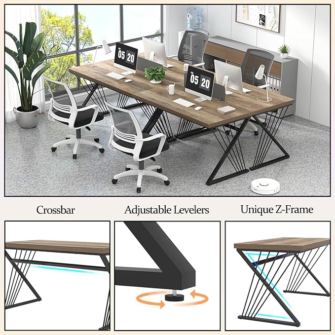 FOLUBAN Computer Desk, Modern Home Office Desk, Industrial Wood and Metal Study Writing Work PC Table for Bedroom Living Room, Rustic Oak, 47 Inch