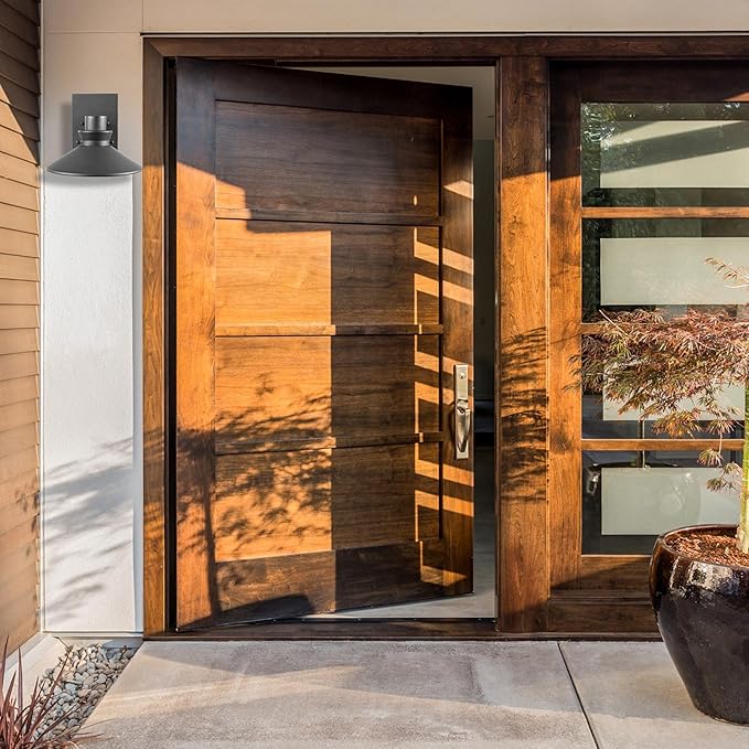 GLOBE Electric 44686 Harris LED Integrated Outdoor Wall Sconce, Matte Black, 11W, 530 Lumens, 3000 Kelvin