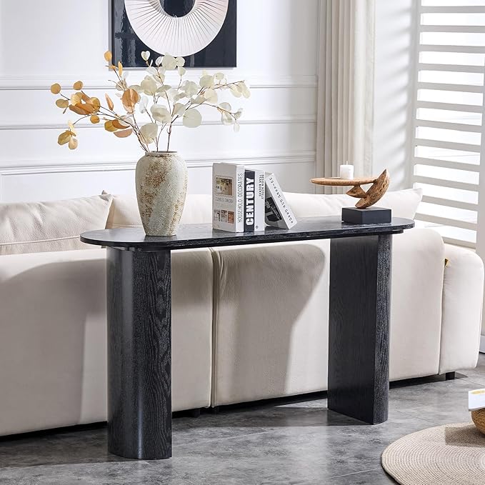 LKTART 55" Black Console Table for Entryway, Couch Tables Behind Sofa, Space-Saving Wooden Entry Foyer Hallway Table, Modern Console Sofa Tables for Hallway Organization