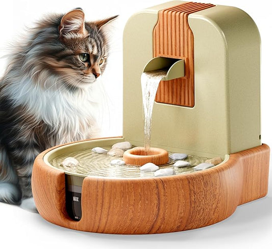 Cat Water Fountain – Eco-Friendly Zen Cat Fountain with Feng Shui Design, Bioplastic Wheat-Based Material, Splash-Free, Easy to Clean, Premium Filtration, Water Fountains for Cats Indoor