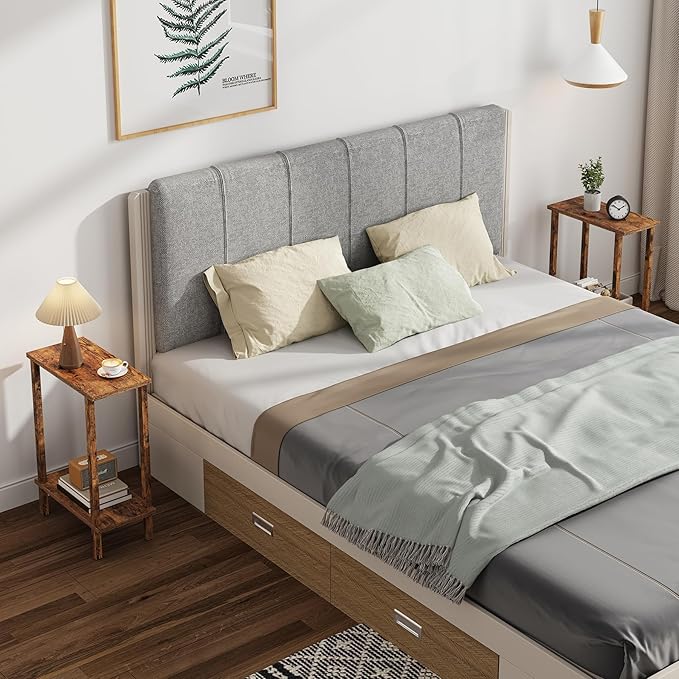 TUTOTAK Small Side Table, Narrow End Table, Skinny Sofa Table, Slim Nightstand, Couch Table, Living Room, Bed Room, Pure Brown TB01BB062C