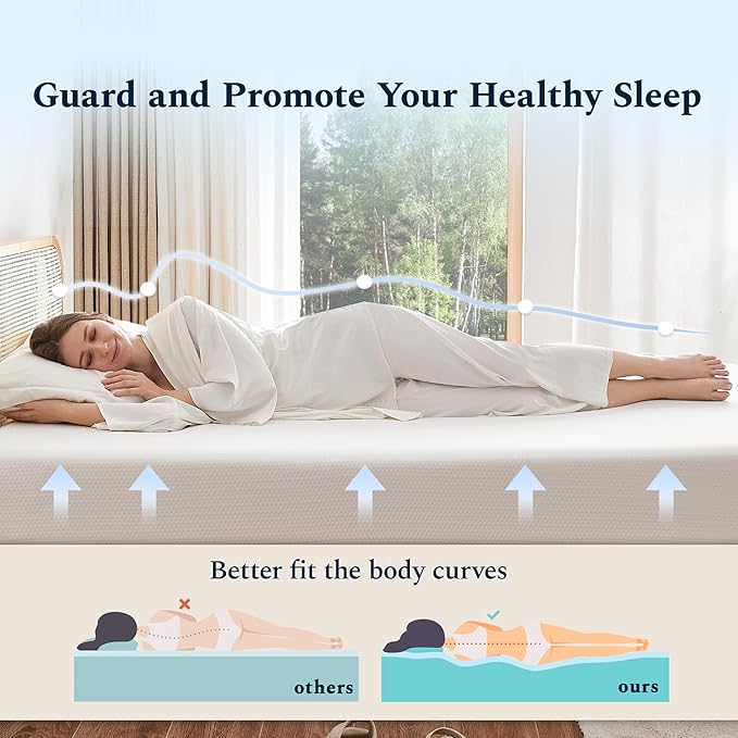 Twin Mattress, 8 Inch Memory Foam Mattress in a Box, Fiberglass Free Twin Size Mattresses for Pressure & Pain Relief, Soft and Comfortable