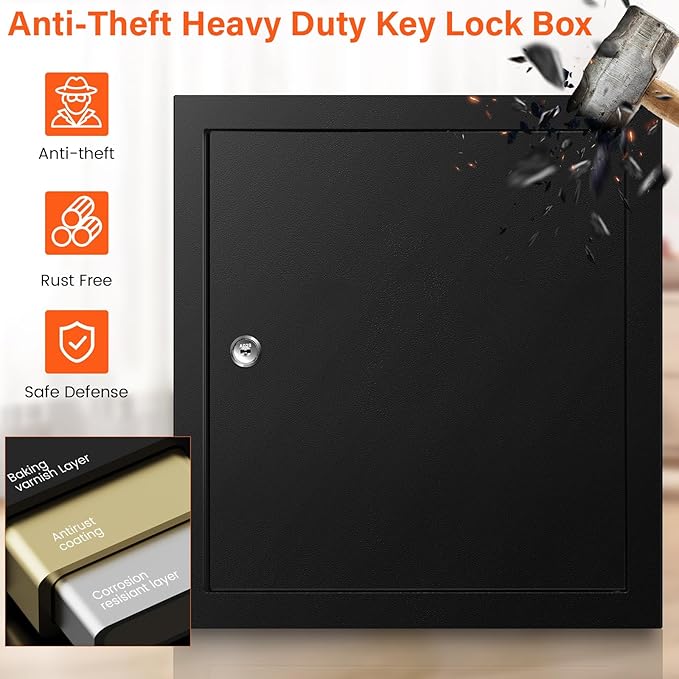 100 Keys Key Cabinet, Anti-Theft Key Lock Box with Key Tags, Adjustable Key Organizer Wall Safe for Car Office House Garage Rental Business