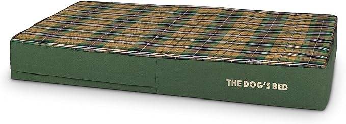 The Dog’s Bed Orthopedic Memory Foam Dog Bed, XL Green Tartan 46x28, Pain Relief for Arthritis, Hip & Elbow Dysplasia, Post Surgery, Lameness, Supportive, Calming, Waterproof Washable Cover