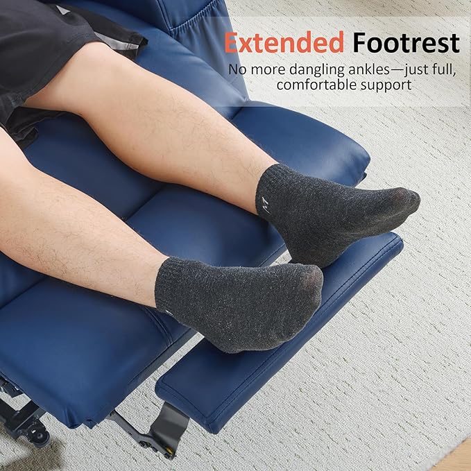 MCombo Electric Power Lift Recliner Chair Sofa with Massage and Heat for Elderly, 3 Positions, 2 Side Pockets, and Cup Holders, USB Ports, Faux Leather 7040 (Blue, Medium)