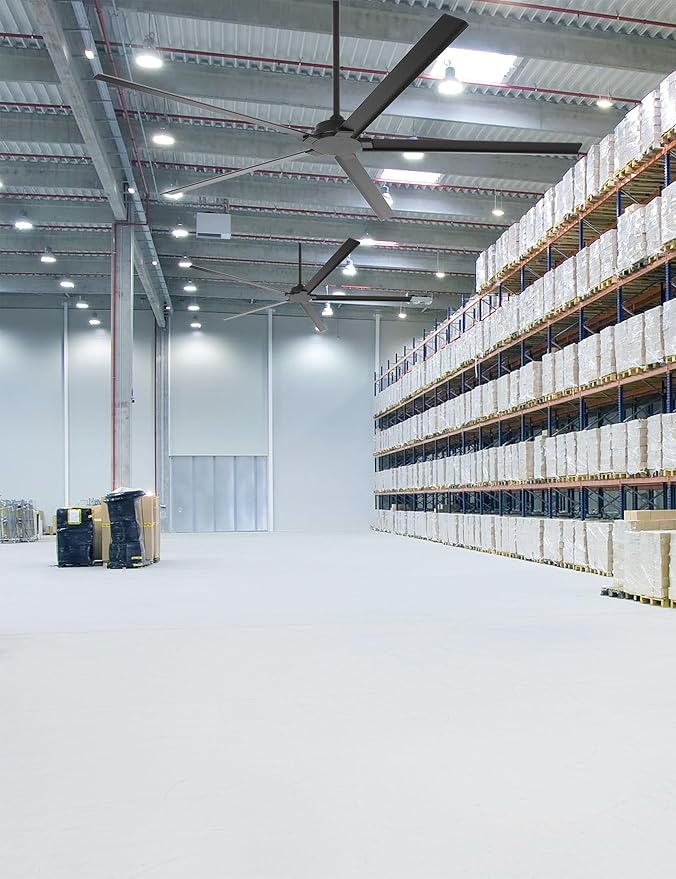 Ceiling Fans Outdoor Waterproof, 72 Inch Black Industrial Ceiling Fans without Lights, Large Ceiling Fan No Light with 5 Aluminum Blade, Reverse DC Motor, Outdoor Fans for Patio Shop Garage LivingRoom