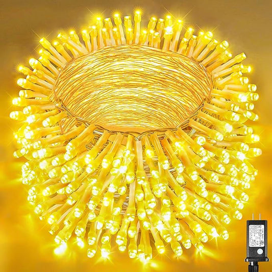 165FT 500 LED Christmas Lights Outdoor Indoor, Connectable Warm White Christmas Lights 8 Modes Clear Wire Waterproof Plug in Twinkle Fairy String Light for Classroom Wedding Tree Bedroom Decorations