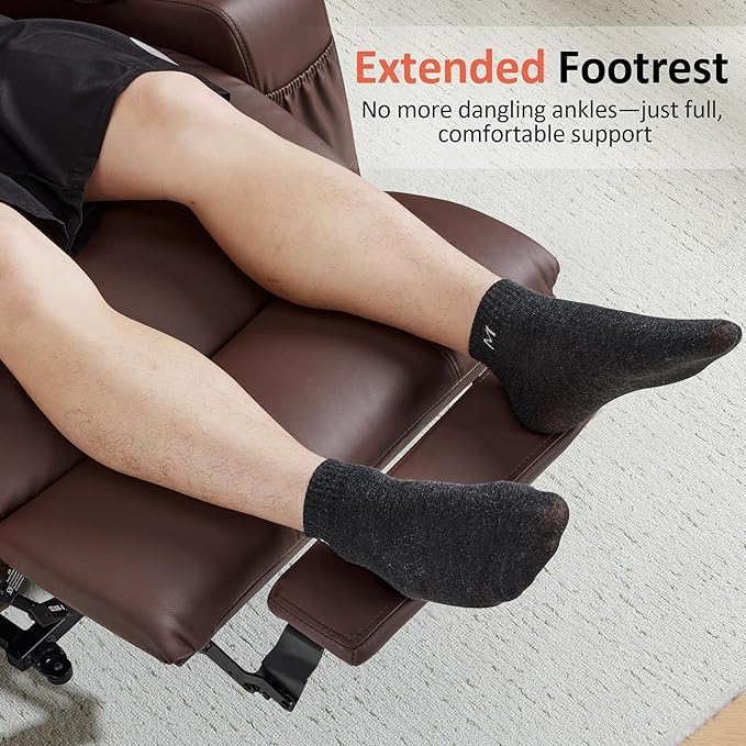 MCombo Electric Power Lift Recliner Chair Sofa with Massage and Heat for Elderly, 3 Positions, 2 Side Pockets, and Cup Holders, USB Ports, Faux Leather 7040 (Light Brown, Medium)