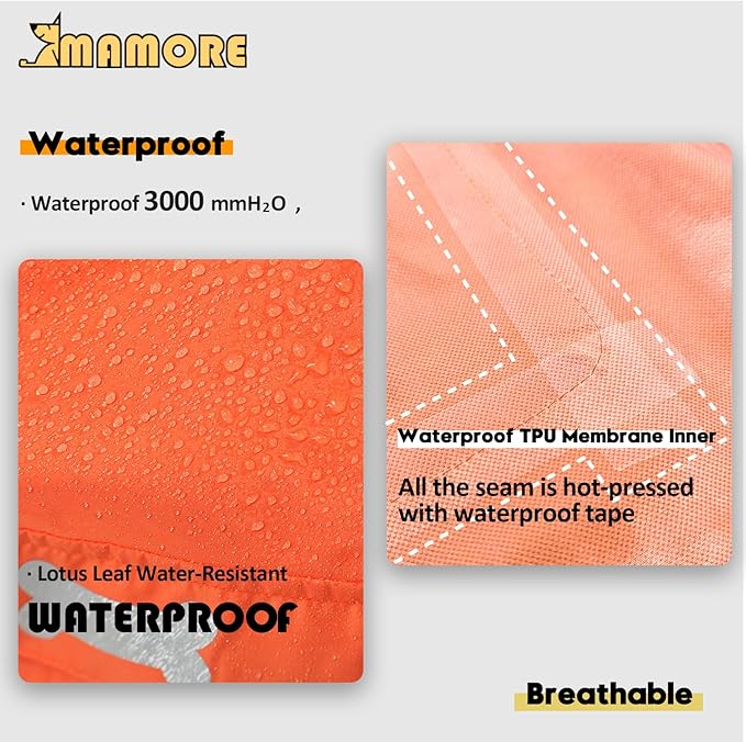 Dog Raincoat,Waterproof Rain Poncho with Hoodie, High Reflective Adjustable Pet Rain Jacket with Leash Hole for Small Medium and Large Dogs (Orange, X-Large: 37-55lbs)