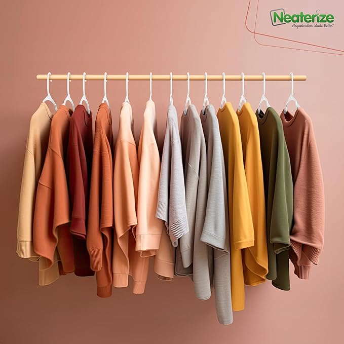 NEATERIZE Clothes Hangers 50 Pack White - Plastic Hangers - Ganchos Colgar Ropa