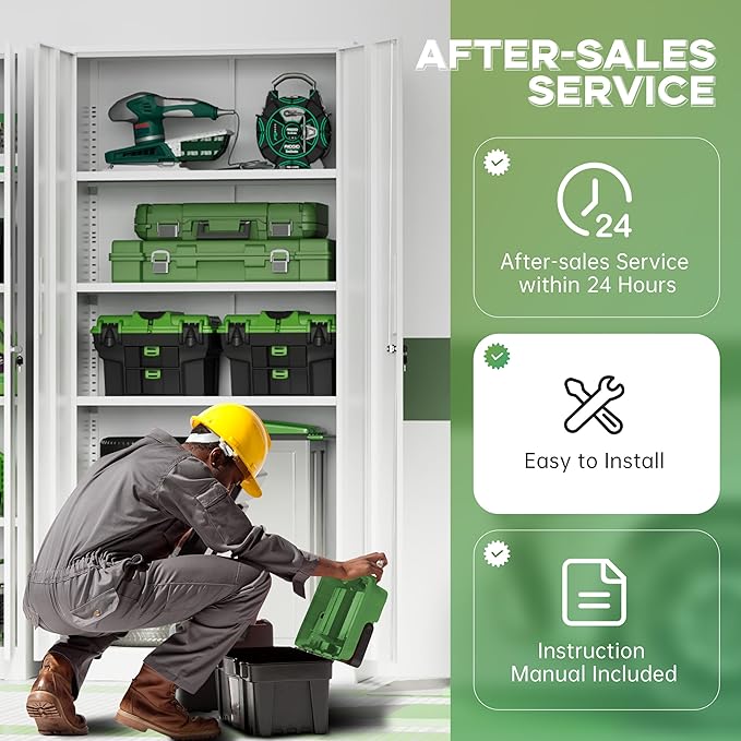 INTERGREAT Metal Storage Cabinet, 72" H Lockable Steel Cabinets with Locking Doors, Storage Locker with Adjustable Shelves for Office, Home, Garage, Gym, School (White)