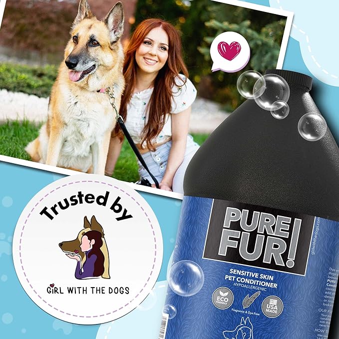 Pure Fur! by Girl With The Dogs - Made in USA - Sensitive Skin Pet Conditioner, 1 Gallon