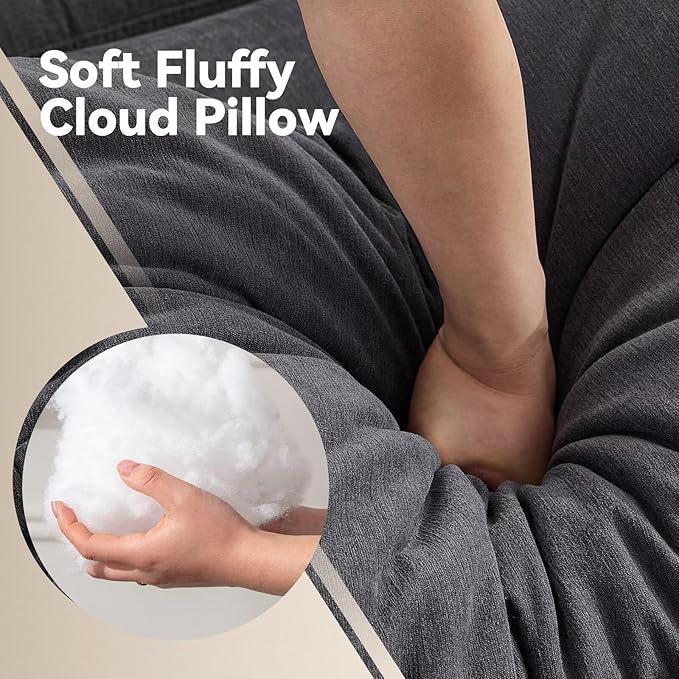 Modular Sectional Sofa Modern Oversized Chenille Cloud Couch with Movable Ottoman 7 Seater L-Shaped Sofas Comfy Couches for Living Room Spacious Space Office Lounge, Dark Grey