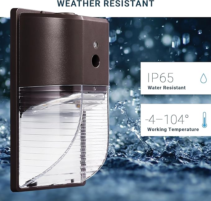 PARMIDA (2 Pack) Mini LED Wall Pack Light 26W Dusk to Dawn Photocell Sensor, 3000lm, 150W Equivalent, IP65 Waterproof, 5000K, ETL, 100-277VAC Outdoor Wall-Mount Area Exterior Security Lighting, Bronze