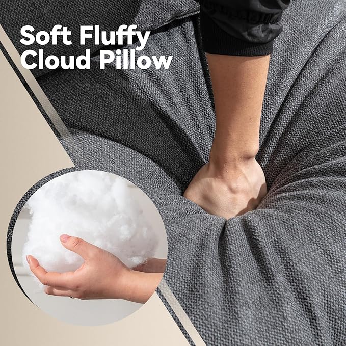 Modular Sectional Sofa Modern Oversized Cloud Couch with Movable Ottoman 7 Seater L-Shaped Sofas Comfy Couches for Living Room Spacious Space Office Lounge, Dark Grey