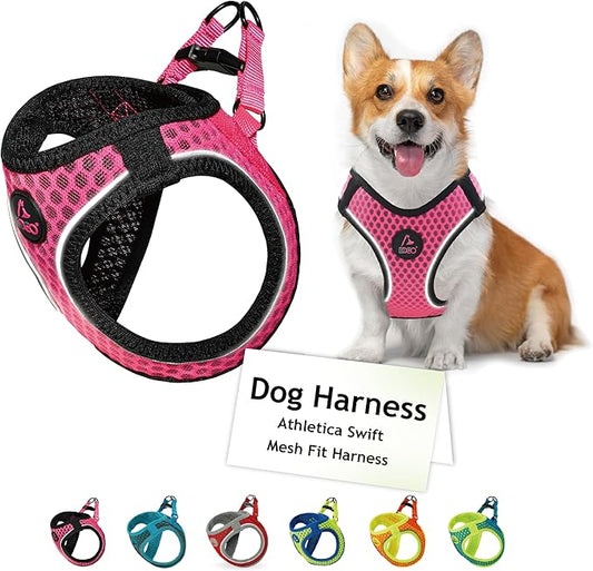 DOCO Dog Harness (Chest 14.5"-15.5", Weight 6–10 lbs) Athletica Adjustable Heavy Duty No Choke Puppy Vest for Small Dogs Lightweight Air Mesh, Reflective, Puppy Essentials – Hot Pink, Small