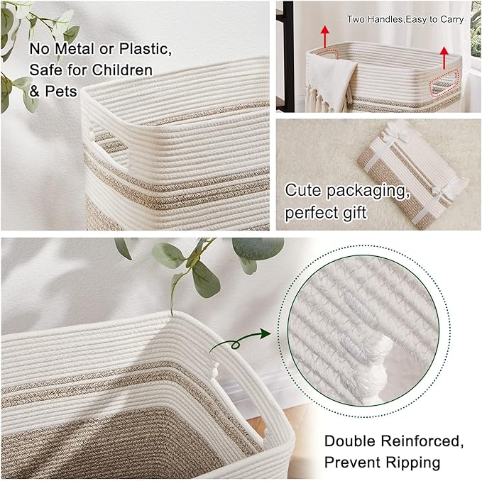 OIAHOMY 91L Laundry Hamper, XXXLarge Laundry Basket, Collapsible Cotton Rope Basket,Woven Storage Basket for Blankets,Clothes,Pillows-16x15x24-Yellow