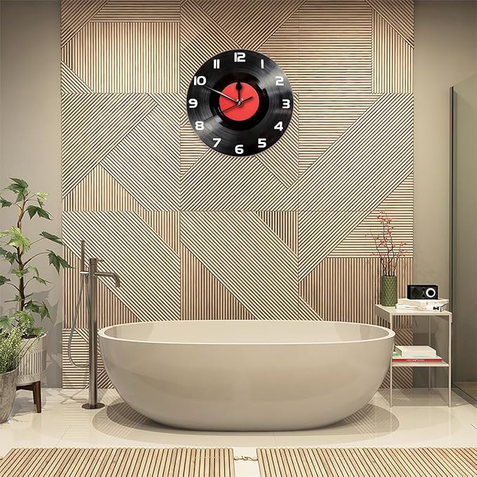 Vintage Vinyl Record CD Wall Clock Battery Operated 10 in Round Wall Clocks Slilent Non Ticking Quartz Analog Clock for Bedroom Kids Living Room Classroom Decor