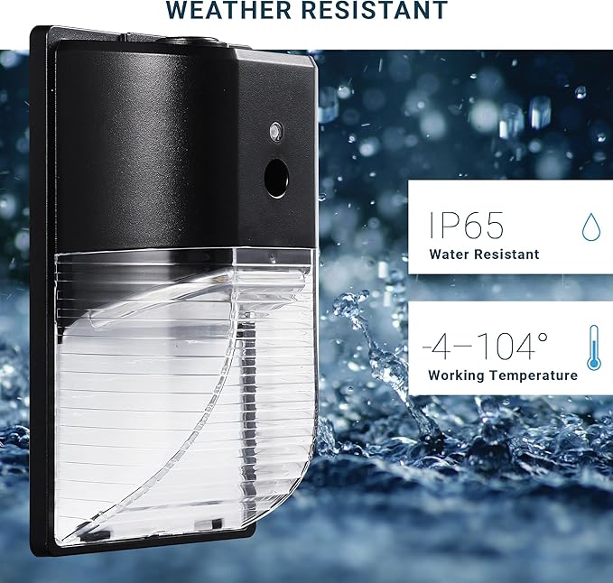 PARMIDA (2 Pack) Mini LED Wall Pack Light 26W Dusk to Dawn Photocell Sensor, 3000lm, 150W Equivalent, IP65 Waterproof, 5000K, ETL, 100-277VAC, Outdoor Wall-Mount Area Exterior Security Lighting, Black