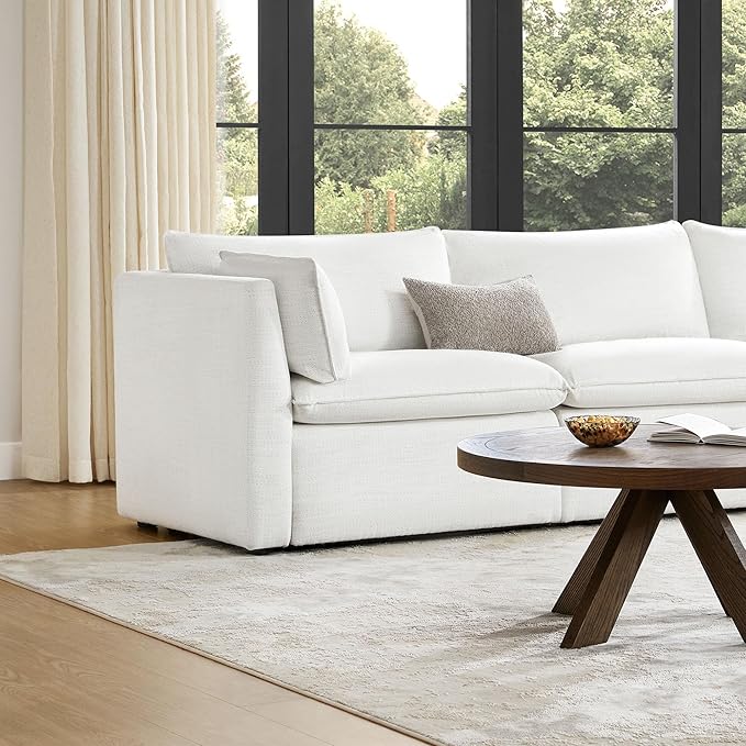 CHITA Luxury Oversized Loveseat Sectional Sofa Couch, Premium Down Filled Modular Sectional Sofa, FSC Certified, 80‘’ Width, 2 Seat Cloud Couch for Living Room, Cream