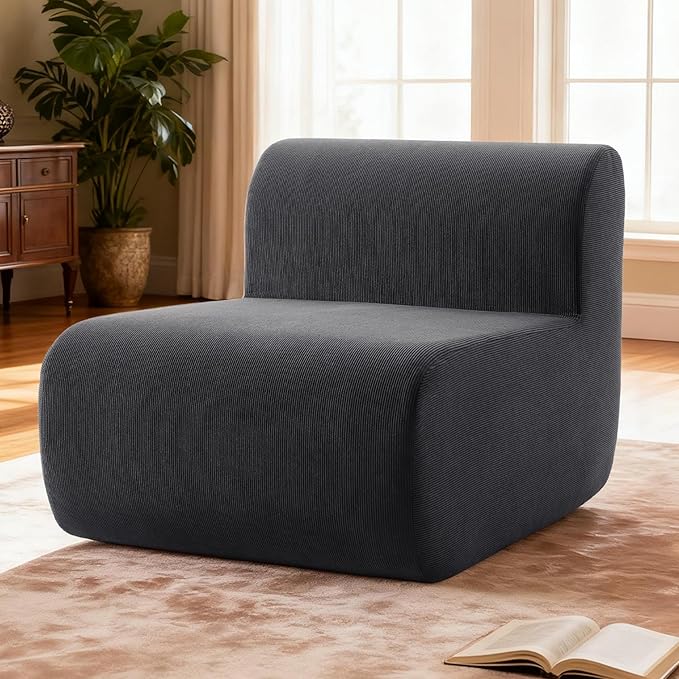Single Cloud Sofa,Fireside Beanbag Chair Upholstered Floor Sofa Couch,Corduroy Boneless Couch for Small Spaces,Memory Foam Lounge Chair for Bedroom, Living Room,Deep Grey