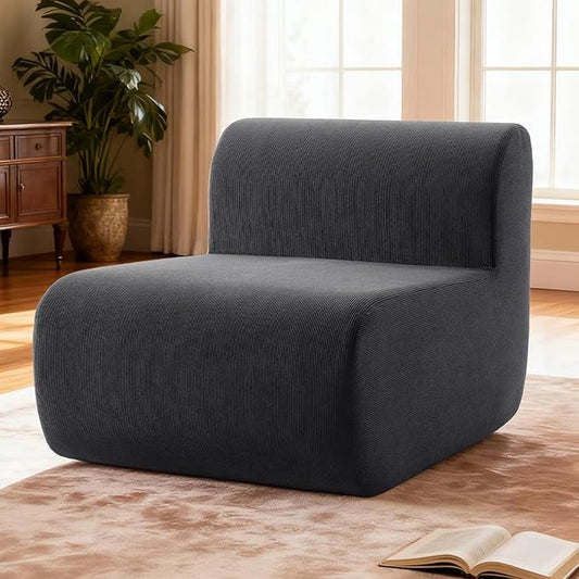 Single Cloud Sofa,Fireside Beanbag Chair Upholstered Floor Sofa Couch,Corduroy Boneless Couch for Small Spaces,Memory Foam Lounge Chair for Bedroom, Living Room,Deep Grey