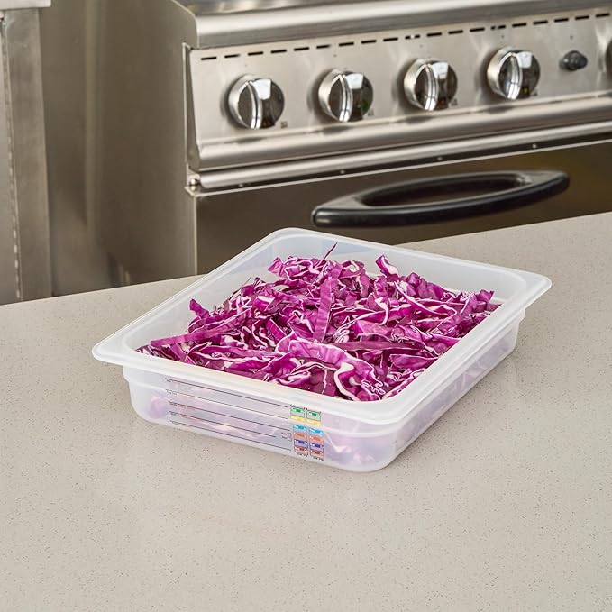 Restaurantware Food Pans Pack of 10 Plastic Rectangle Food Containers Half Size with Traceability Label, Storage Containers Dishwashable Hot Cold Friendly for Restaurants Buffet Commercial Use