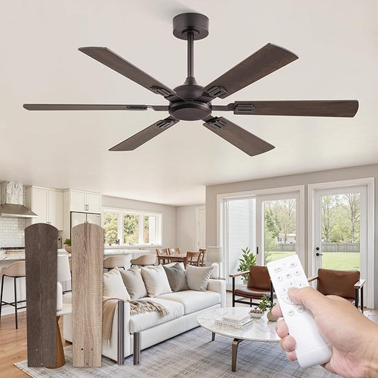Fanbulous 52 Inch Ceiling Fans No Light with Remote, Modern Ceiling Fan Without Light, Dual Finish 6 Blades, Reversible DC Motor, 6 Speed, Large Ceiling Fan for Indoor or Covered Outdoor, Oil Bronze