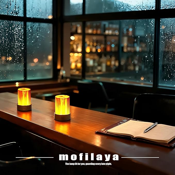 LED Night Light Bedside Mood Lamp Touch Wood Warm Light Festival Cordless Portable Table Lamp Restaurant Bedroom Bar Coffee Outdoor Camping Birthday Gifts for Women Mom Baby Kids (Long)