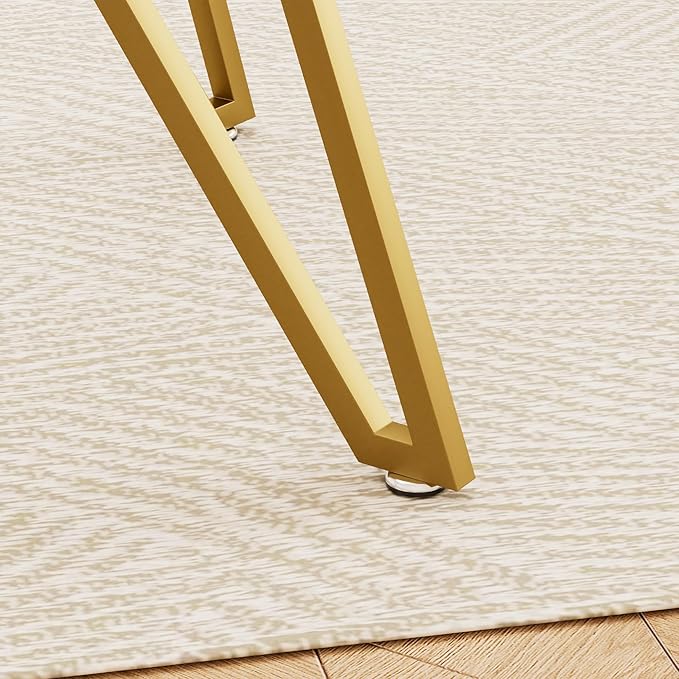 35.4" Square Glass Dining Table for 4, Modern Tempered Glass Kitchen Table for 4 with Gold Metal Legs, Compact Small Circle Dining Room Leisure Tables for Kitchen Apartment