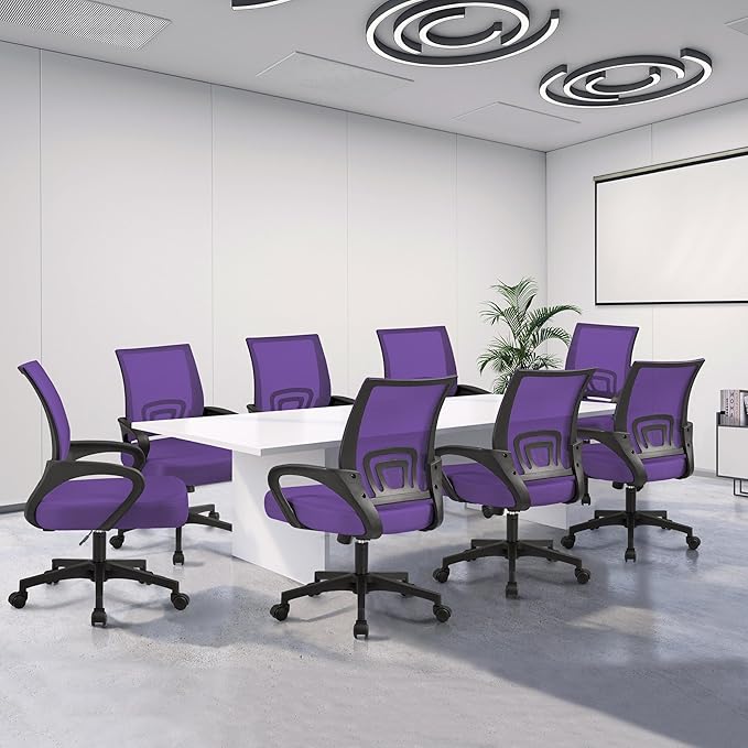 Yaheetech Office Chair Ergonomic Mesh Chair w/Lumbar Support Armrest Wheels Comfortable Racing Seat Adjustable Swivel Rolling Home Executive Mid Back Computer Chair for Adults, Purple