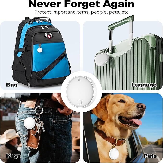 Dual System Smart Tag Tracke for iOS and Android, Smart Bluetooth Tracker Work with Apple Find My or Google Find Hub App, Keys Finder Item Locator, IP67 Waterproof (White, 1 Pack)