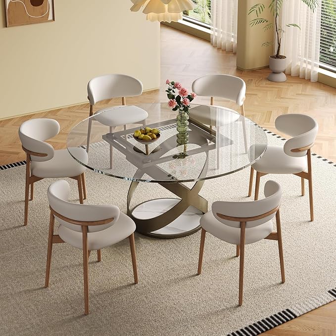 Dining Chairs Set of 2, Modern Faux Leather Dining Wood Legs for Living Kitchen Dining Room