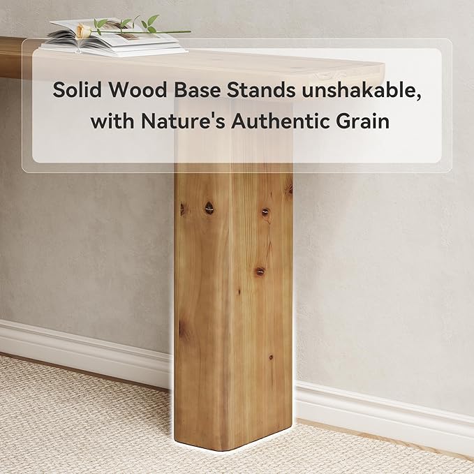 63-Inch Solid Wood Console Table, Wooden Sofa Table Behind Couch, Farmhouse Entryway Table, for Living Room, Foyer, Hallway, Entrance, Easy Assembly, Rustic Brown