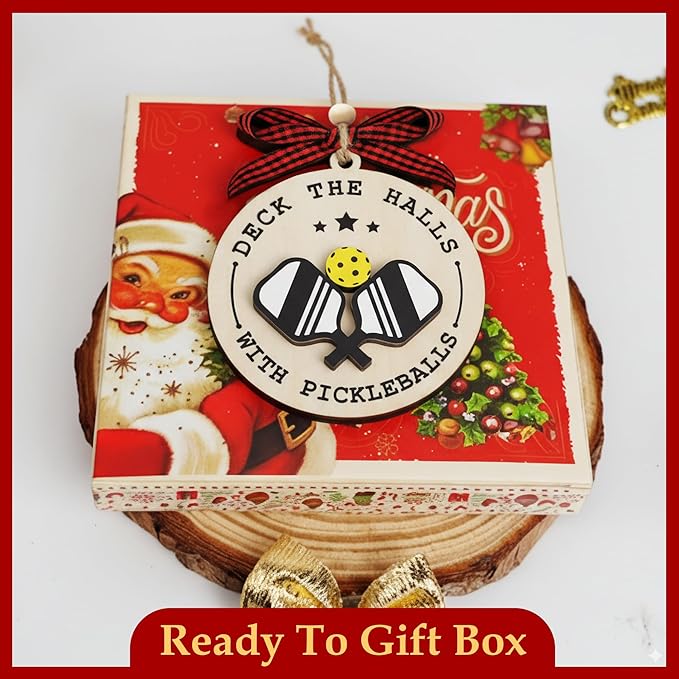 2 Layer Pickleball Christmas Ornament - Pickle Ball Ornaments for Christmas Tree - Pickleball Gifts for Women, Men Players - Sport Ornament 2025 - Pickle Ball Gifts - Deck The Halls with Pickleballs