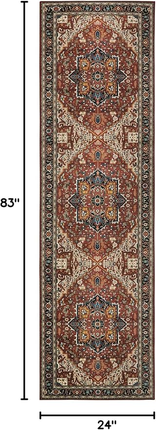 Moynesa Ultra-Thin Washable Runner Rug - 2x7 Low Pile Kitchen Rug Runners for Hallways, Boho Non-Slip Low Pile Indoor Throw Carpet Runner for Living Room Bedroom Bathroom Floor Camper, Brown