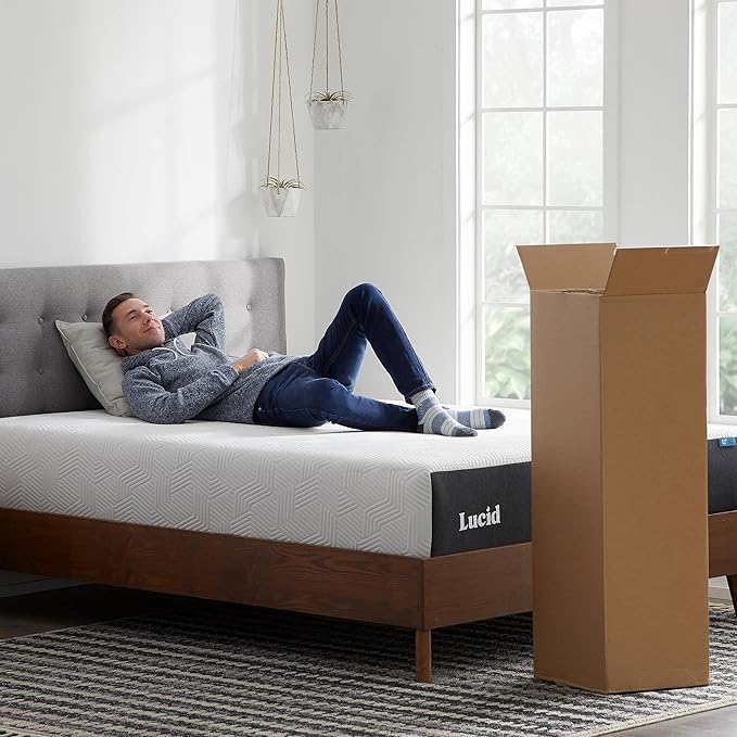 Lucid 12 Inch Memory Foam Mattress - Medium Plush Feel - Infused with Refreshing Bamboo Charcoal and Cooling Gel - Bed in a Box - Temperature Regulating - Pressure Relief - Breathable - Full Size