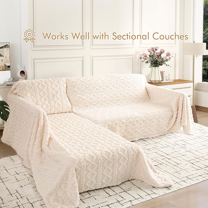 Couch Cover for 2-3 Cushion Couch Sofa Pet Friendly, Cute Sectional L Shaped Sofa Cover Washable for Dogs Cats Kids, Leather Furniture Protector Slipcover Decor for Living Room, 71"x118"