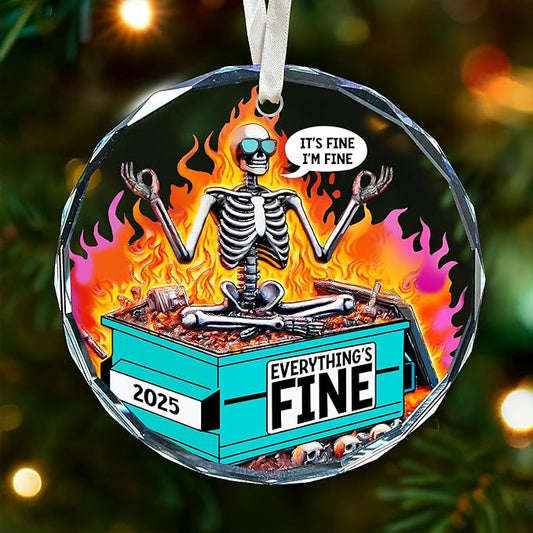 Dumpster Fire Ornament for Christmas Tree - Ideal Dumpster Fire Gifts for Him and Her - Unique Decorative Ornaments for The Holiday Season - A Sentimental Reminder of 2025 - Funny Christmas Ornaments