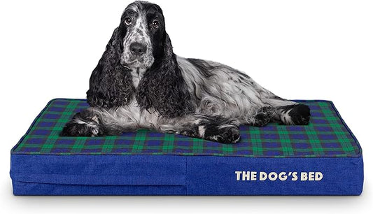 The Dog’s Bed Orthopedic Memory Foam Dog Bed, Medium Black Watch Tartan 34x22, Pain Relief Arthritis, Hip & Elbow Dysplasia, Post Surgery, Lameness, Supportive, Calming, Waterproof Washable Cover