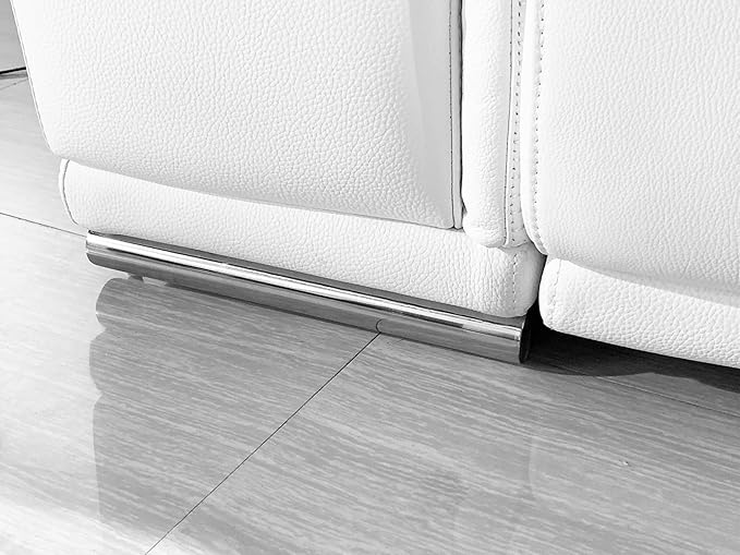 Blackjack Furniture Venice Top Grain Italian Leather Power Recliner Chair with Adjustable Headrest Modern Luxury Seating for Living Room Lounge, White