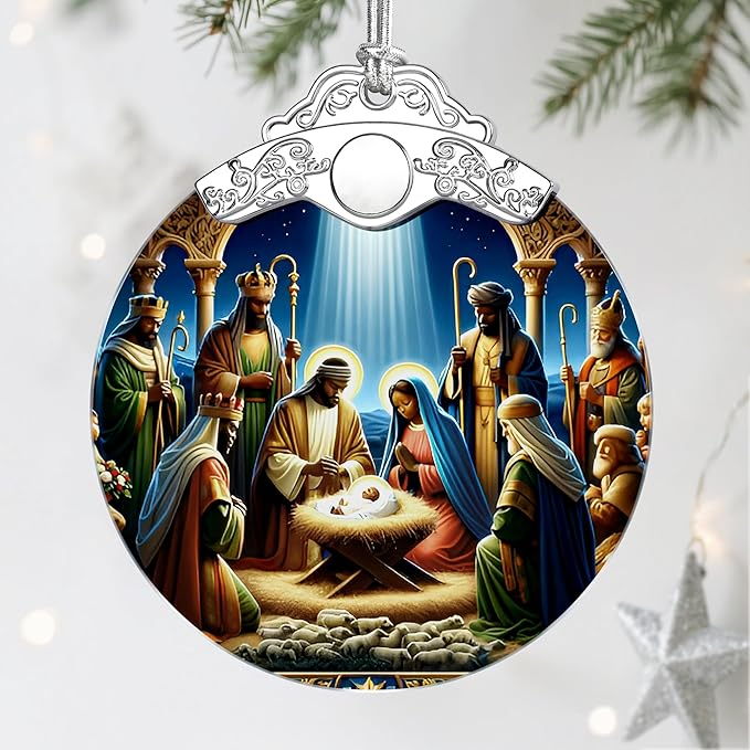 Nativity Scene Christmas Decorations - Religious Christmas Ornaments | Xmas Tree Ornament | Christian Home Decor – Religious Gifts | Christian Gifts | African American Xmas Gift